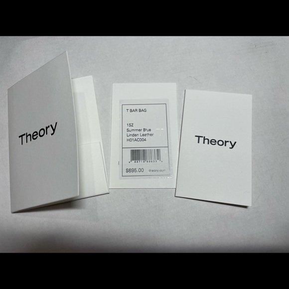 NWT Theory T Bar Bag ~ Summer Blue ~ Linden Leather H01AC004 $695 zip closure - Picture 3 of 9